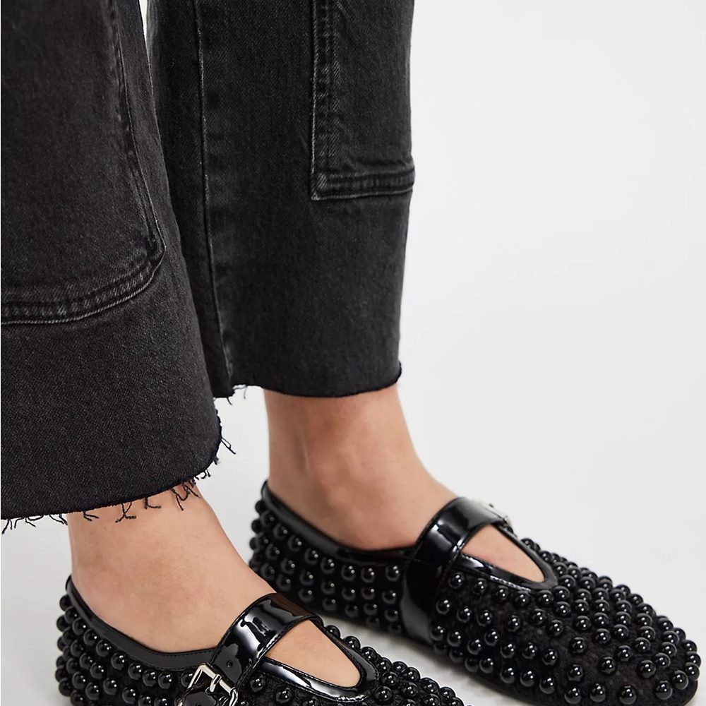 Black Studded Women's Loafers